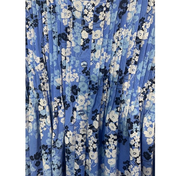 Woman Within Plus Size Floral Maxi Dress Sleeveless Pintuck Blue White 18/20 - Picture 4 of 6